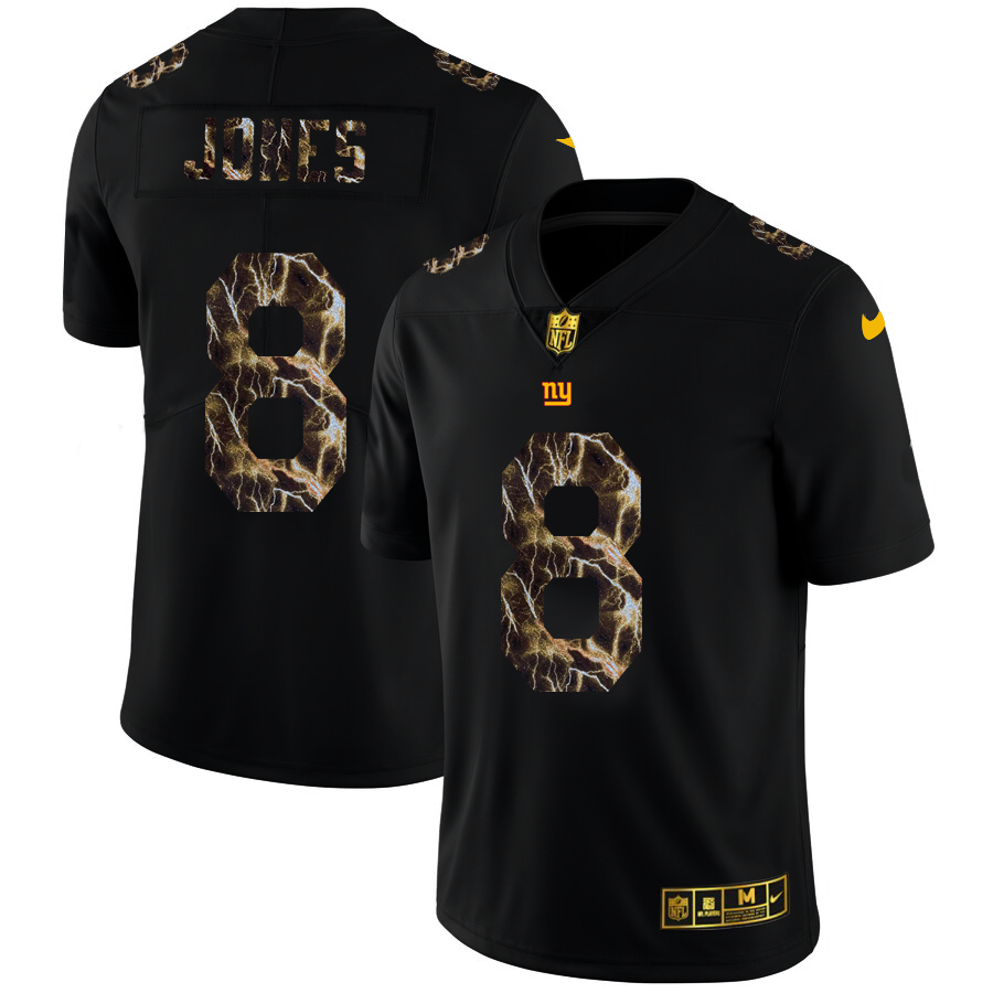 2020 New York Giants #8 Daniel Jones Men Black Nike Flocked Lightning Vapor Limited NFL Jersey->new york giants->NFL Jersey